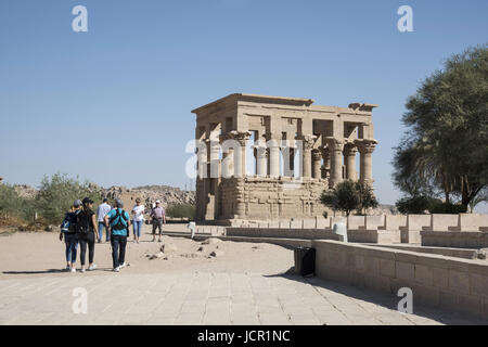 Partial view of Philae temple. Philae Temple was dismantled and reassembled (on Agilika Island about 550 meters from its original home on Philae Islan Stock Photo