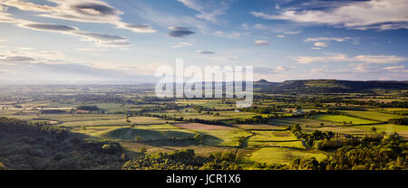 Panoramic vista of Roseberry Topping from the Cleveland Way, North Yorkshire.                                  All rights reserved Stock Photo