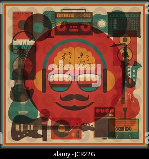 retro hipster funky poster, abstract style Stock Vector