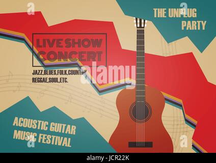 guitar contest poster, vintage and retro style Stock Vector