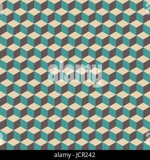 3d cube pattern, vintage and retro background Stock Vector