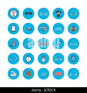 set of bike gadget icon, isolated on white background Stock Vector