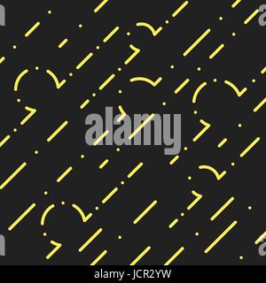 Vector abstract background. Yellow dashed lines on black background. Stock Vector