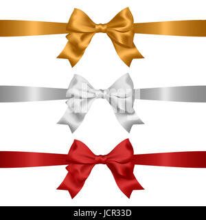 Vector ribbons with photorealistic bows. Stock Photo