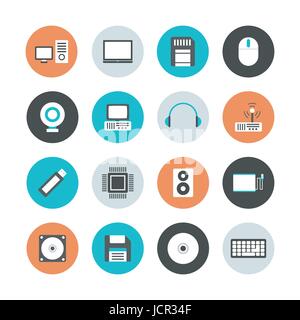 set of computer equipment icon Stock Vector