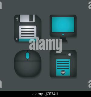 3d computer app icon with shadow Stock Vector