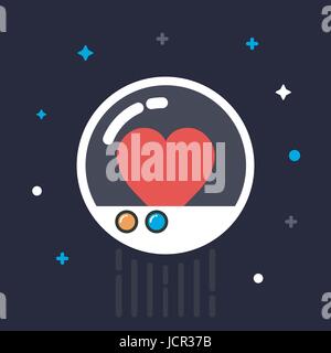 heart in capsule alone in the universe, metaphor concept Stock Vector