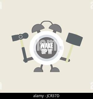 cup of coffee in alarm clock shape, retro style Stock Vector