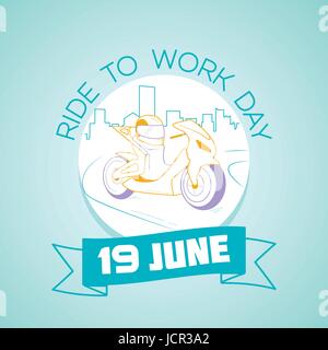Calendar for each day on  june  19. Greeting card. Holiday -  Ride to Work Day. Icon in the linear style Stock Vector