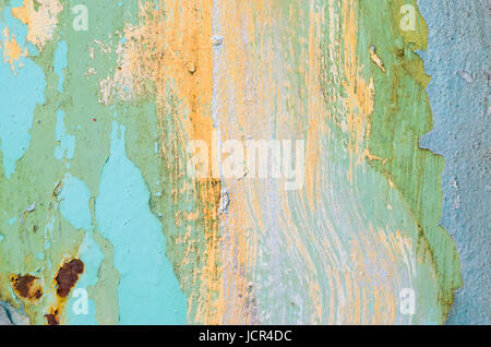 Yellow paint smears on a metal surface. Old metal texture for background Stock Photo