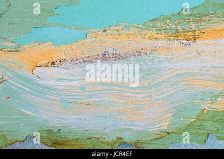 Yellow paint smears on a metal surface. Old metal texture for background Stock Photo