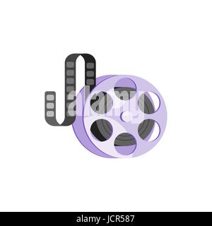 Vector flat style illustration of vintage old cinema clip. Isolated on white background. Icon for web. Stock Vector