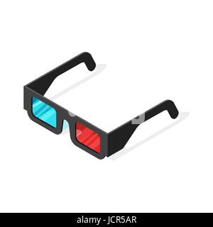 Isometric vector illustration of 3d glasses. Isolated on white background. Stock Vector