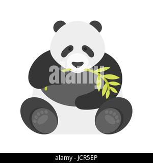 Vector flat style illustration of panda. Icon for web. Isolated on white background. Stock Vector