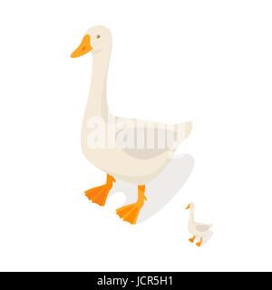 Isometric 3d vector illustration of farm goose isolated on white background. Icon for web. Front view. Stock Vector