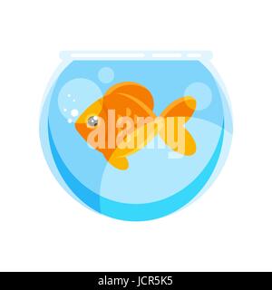 Vector flat style illustration of goldfish. Isolated on white background. Icon for web. Stock Vector