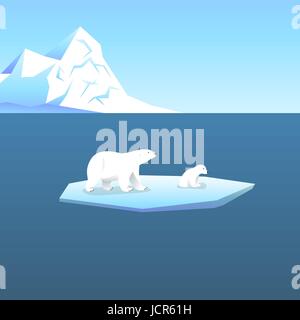 Two polar bears on iceberg illustration Stock Vector Image & Art - Alamy