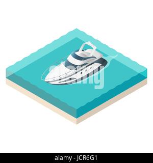 Vector illustration of isometric yacht. Summer vacation. Stock Vector