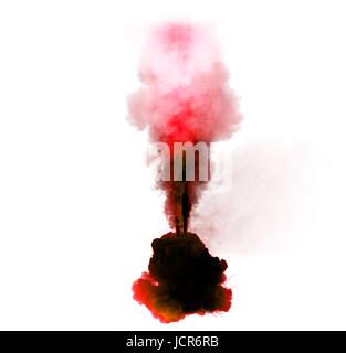 Abstract, red explosion of fire against white background Stock Photo