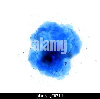 Abstract, blue explosion of fire against white background Stock Photo