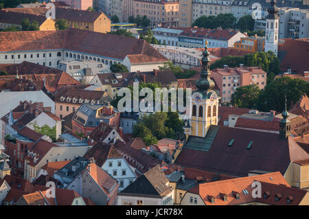 Graz, Austria - June 15th 2017: View over the old town of Graz Stock Photo