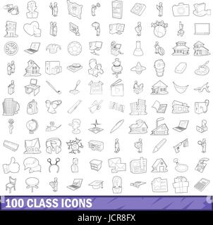 100 college icons set. Outline illustration of 100 college icons vector ...
