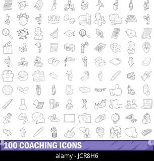 100 personnel icons set. Outline illustration of 100 personnel icons ...