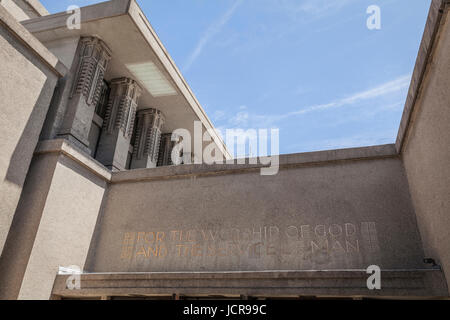 Exterior Unity Chapel Frank Lloyd Wright designed church Stock Photo ...