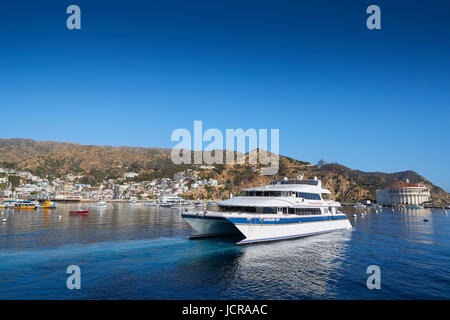 Catalina Express SeaCat, Catalina Jet, Departs Avalon, Catalina Island For Long Beach, California. Stock Photo