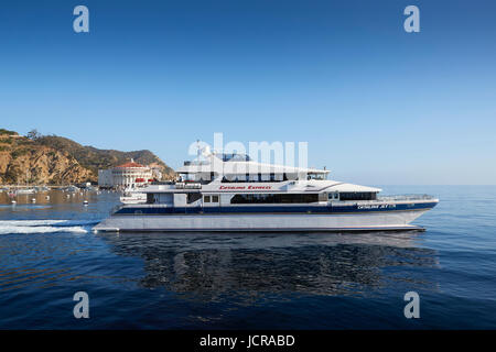 Catalina Express SeaCat, Catalina Jet, Departs Avalon, Catalina Island For Long Beach, California. Stock Photo