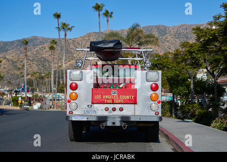 Los Angeles County Fire Department Truck Parked In Avalon, Catalina Island, California. Stock Photo