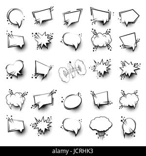 Funny 25 set comic book white cartoon text dialog Stock Vector