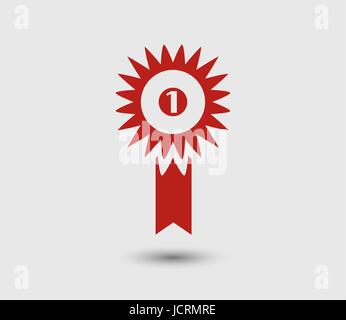 Badge With Ribbons or Award Icon vector on white background Stock Vector