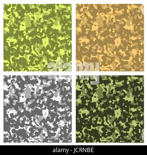 Seamless Pixel Camouflage Patterns Set Background. Stock Vector