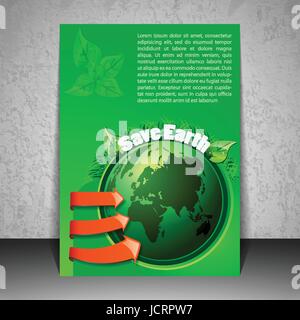 Green Modern Abstract Natural Ecological Business Folder, Brochure, Flyer, Pamphlet or Book Cover Template Layout Creative Design -Illustration Vector Stock Vector