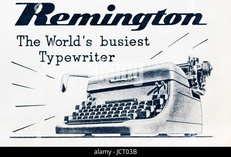A 1950s magazine advertisement advertising Remington typewriters. Stock Photo