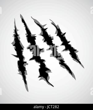 illustration of  monster claw or hand scratch , rip through white background. vector Stock Vector