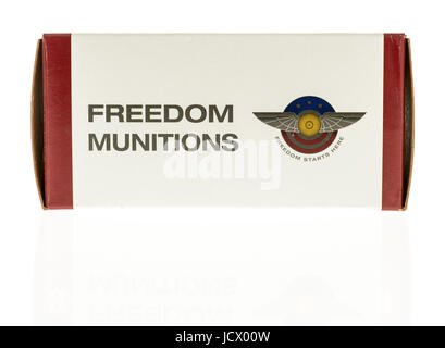 Winneconne, WI -11 June 2017: A box of Freedon Munitions ammo on an isolated background Stock Photo