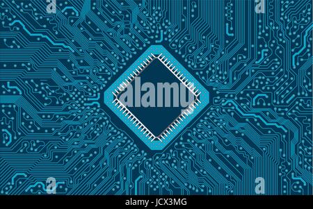 Vector blue electronic circuit board background Stock Vector