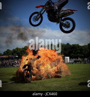 Stunt Mania display at the Banbury & District Show in Spiceball Park, Banbury, UK Stock Photo