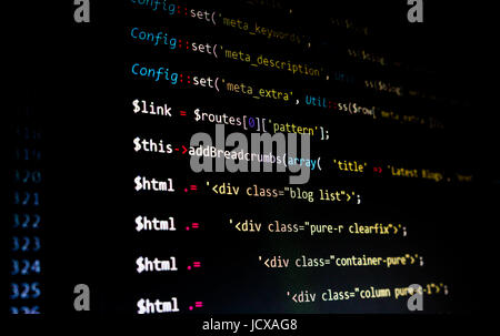 PHP coding screen. Lines of code Stock Photo