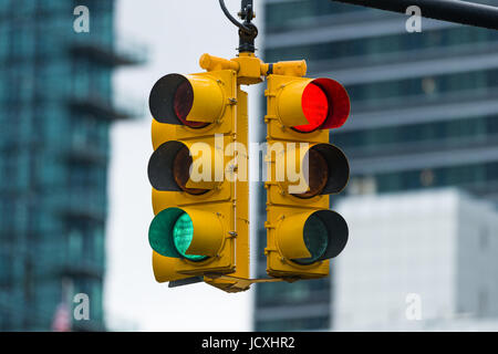 Green And Red Traffic Lights, New York, United States of America Stock Photo