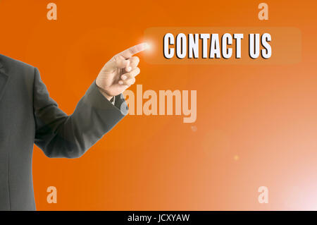 Business futuristic touchscreen with business conceptual text. Blurred background and lens flare added. Stock Photo