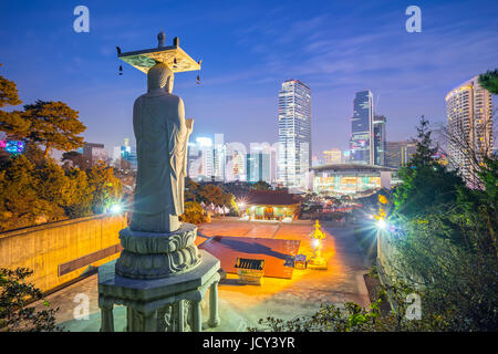 Seoul city skyline at night in Korea. Stock Photo