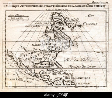 An early antique map of North America showing Canada, Mexico and the British Colonies prior the Revolution Stock Photo