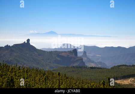 Gran Canaria, view from the highest areas, Las Cumbres, towards Teide on Tenerife Stock Photo