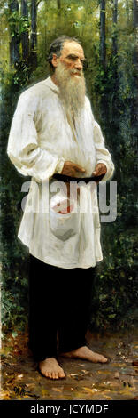 Ilya Repin, Leo Tolstoy 1901 Oil on canvas. State Russian Museum, Saint Petersburg, Russia. Stock Photo