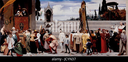 Frederic Leighton, Cimabue's Celebrated Madonna is Carried in Procession Through the Streets of Florence. 1853-1855 Oil on canvas. National Gallery, L Stock Photo