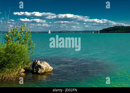 Sailing Boats at Lake Balaton in Hungary Stock Photo