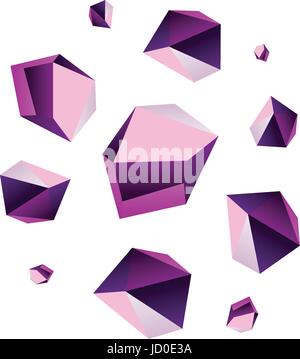Amethyst stone crystal quartz mineral. Violet variety of quartz crystal cluster vector illustration. Stock Vector
